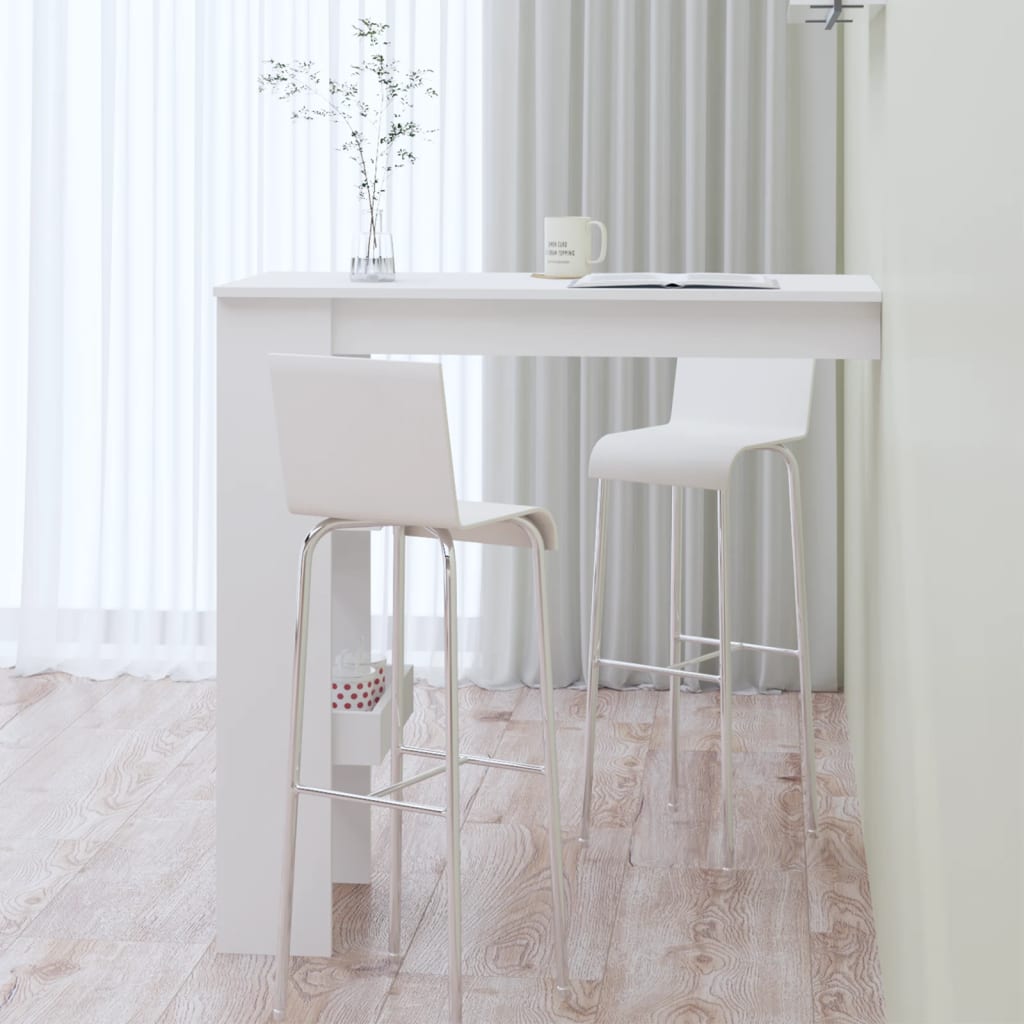 vægmonteret barbord 102x45x103,5 cm konstrueret træ hvid
