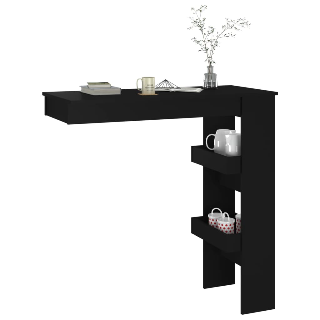 vægmonteret barbord 102x45x103,5 cm konstrueret træ sort