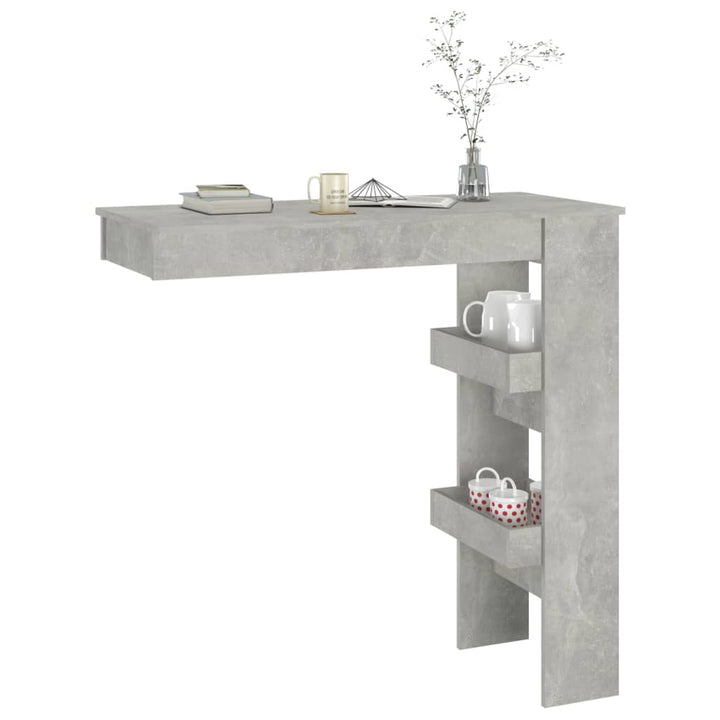 vægmonteret barbord 102x45x103,5 cm konstrueret træ betongrå