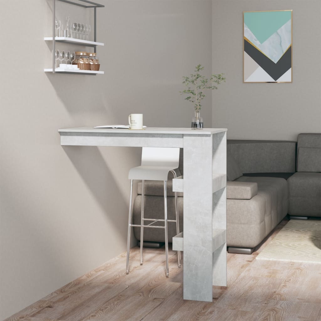 vægmonteret barbord 102x45x103,5 cm konstrueret træ betongrå