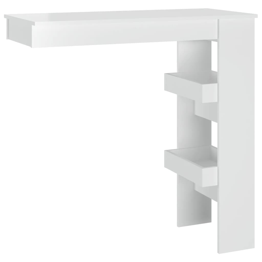 væghængt barbord 102x45x103,5 cm konstrueret træ hvid højglans