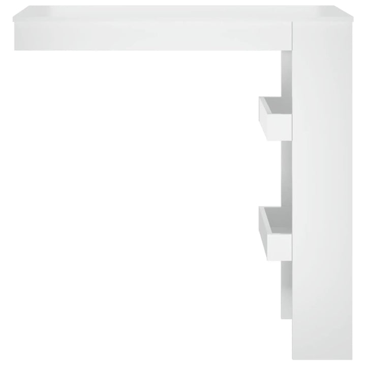 væghængt barbord 102x45x103,5 cm konstrueret træ hvid højglans