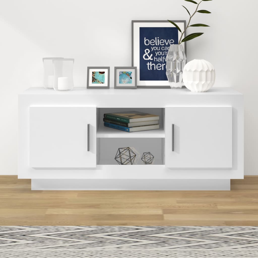 tv-bord 102x35x45 cm konstrueret træ hvid
