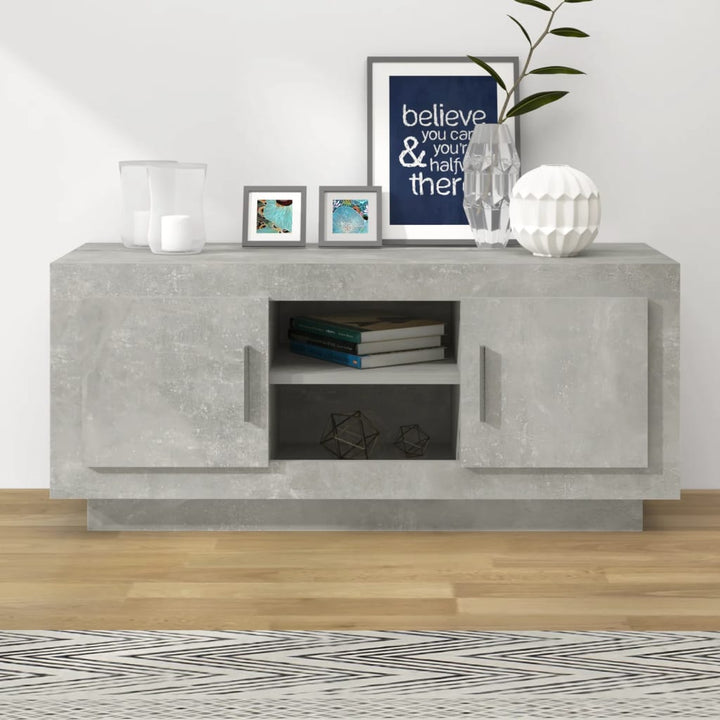 tv-bord 102x35x45 cm konstrueret træ betongrå