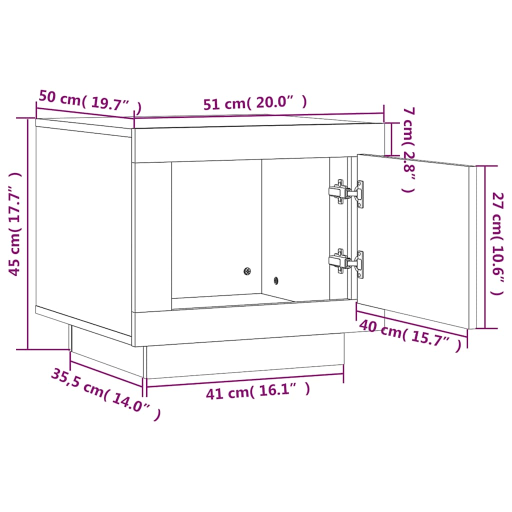 sofabord 51x50x45 cm konstrueret træ hvid højglans