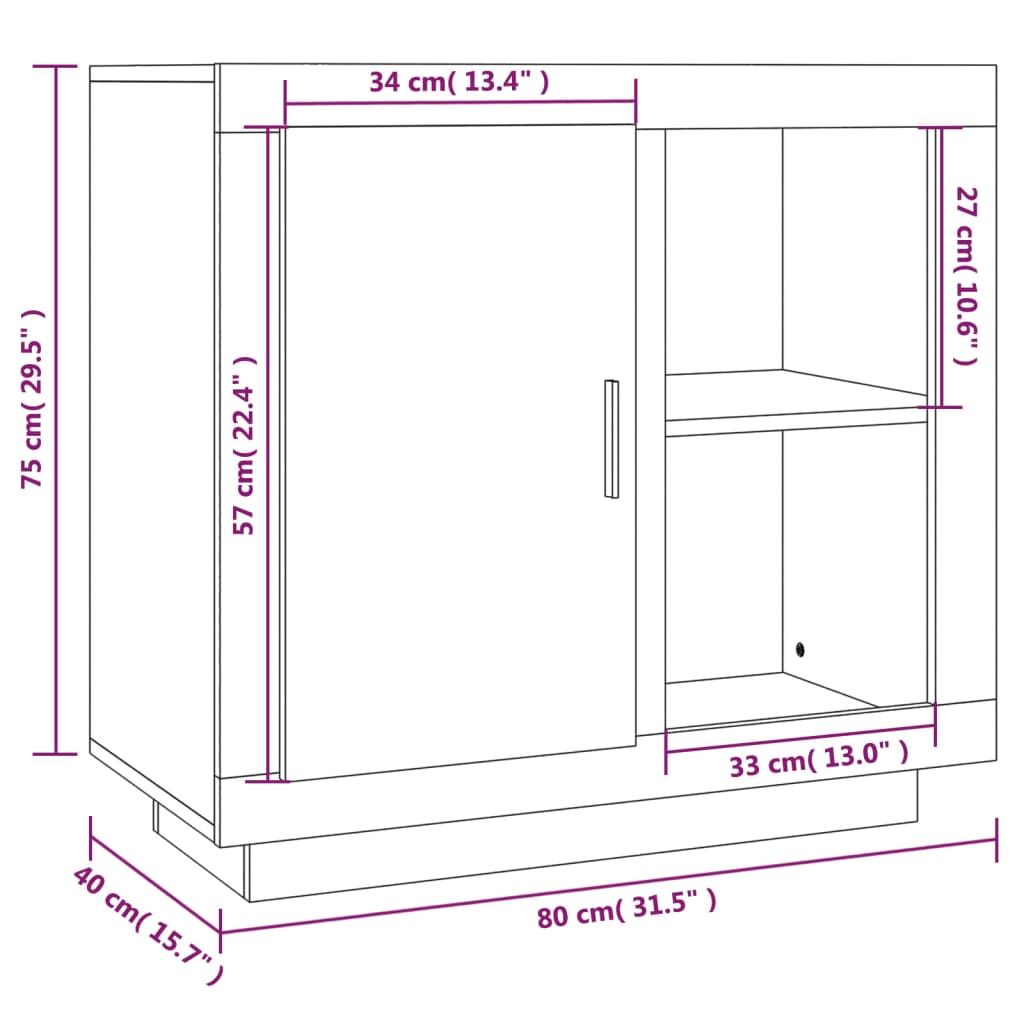 skænk 80x40x75 cm hvid