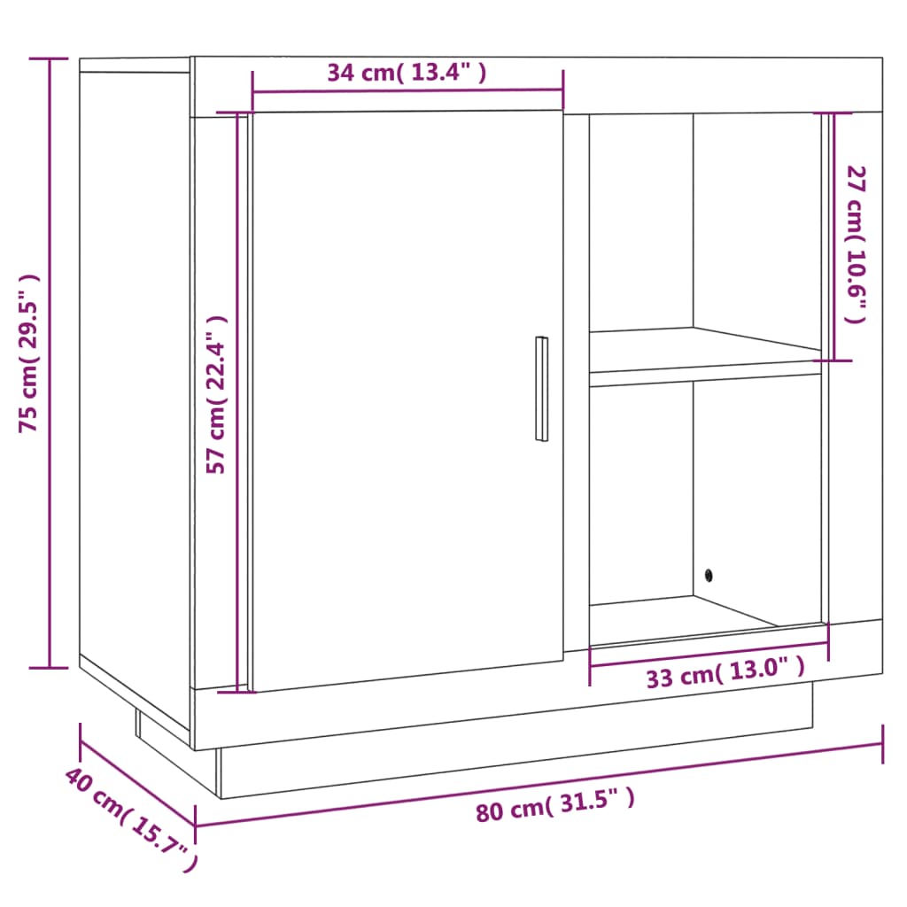 skænk 80x40x75 cm sonoma-eg