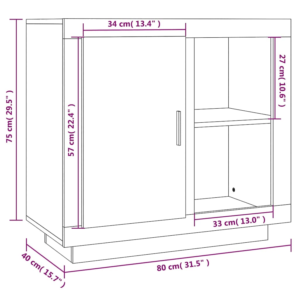 skænk 80x40x75 cm betongrå