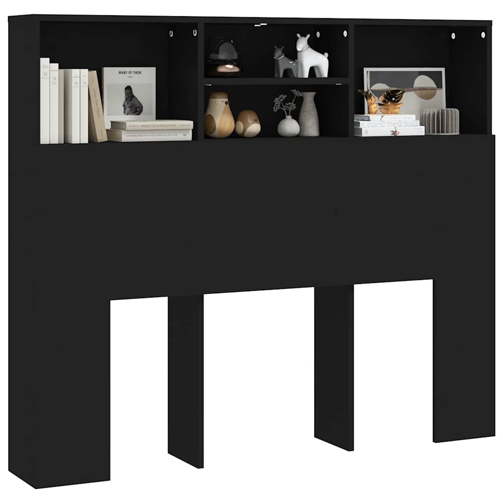 sengegavl med opbevaring 120x19x103,5 cm sort
