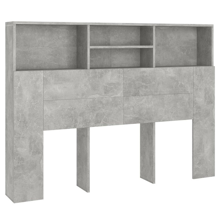 sengegavl med opbevaring 140x19x103,5 cm betongrå