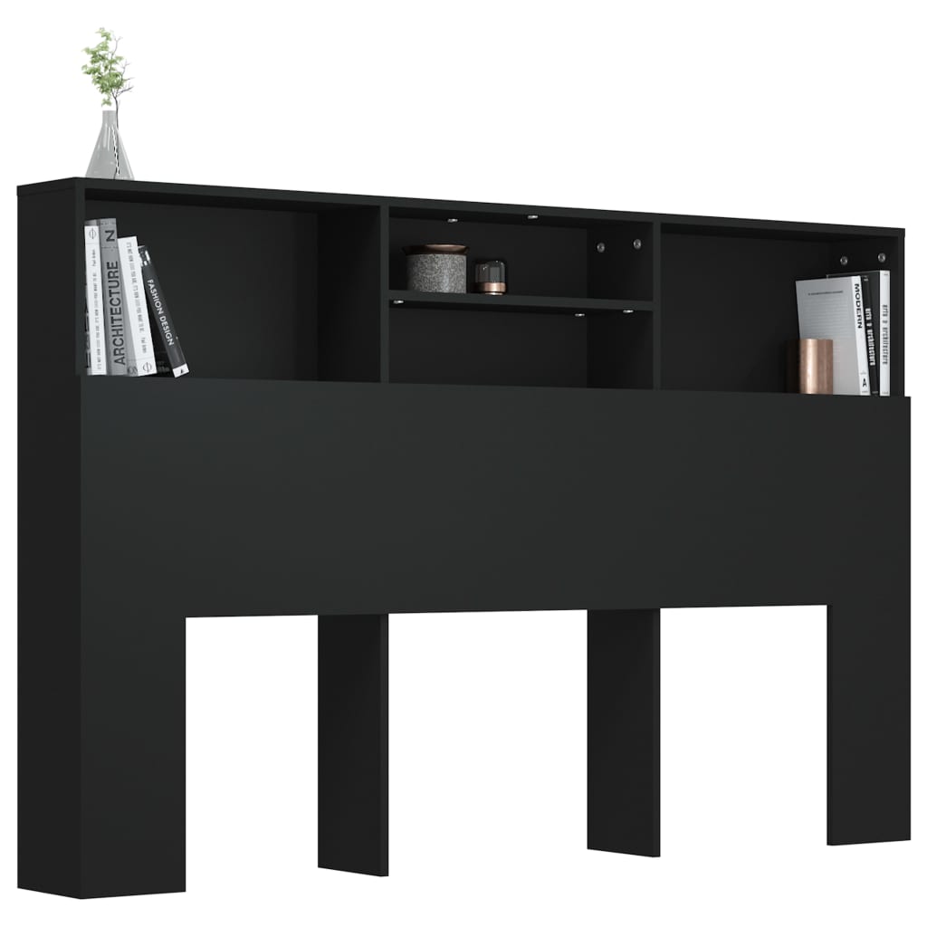 sengegavl med opbevaring 160x19x103,5 cm sort