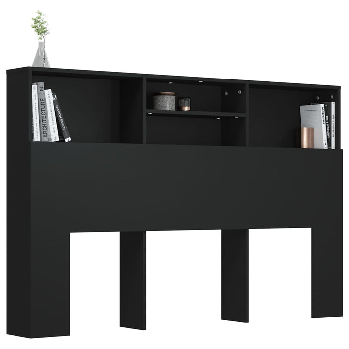 sengegavl med opbevaring 160x19x103,5 cm sort