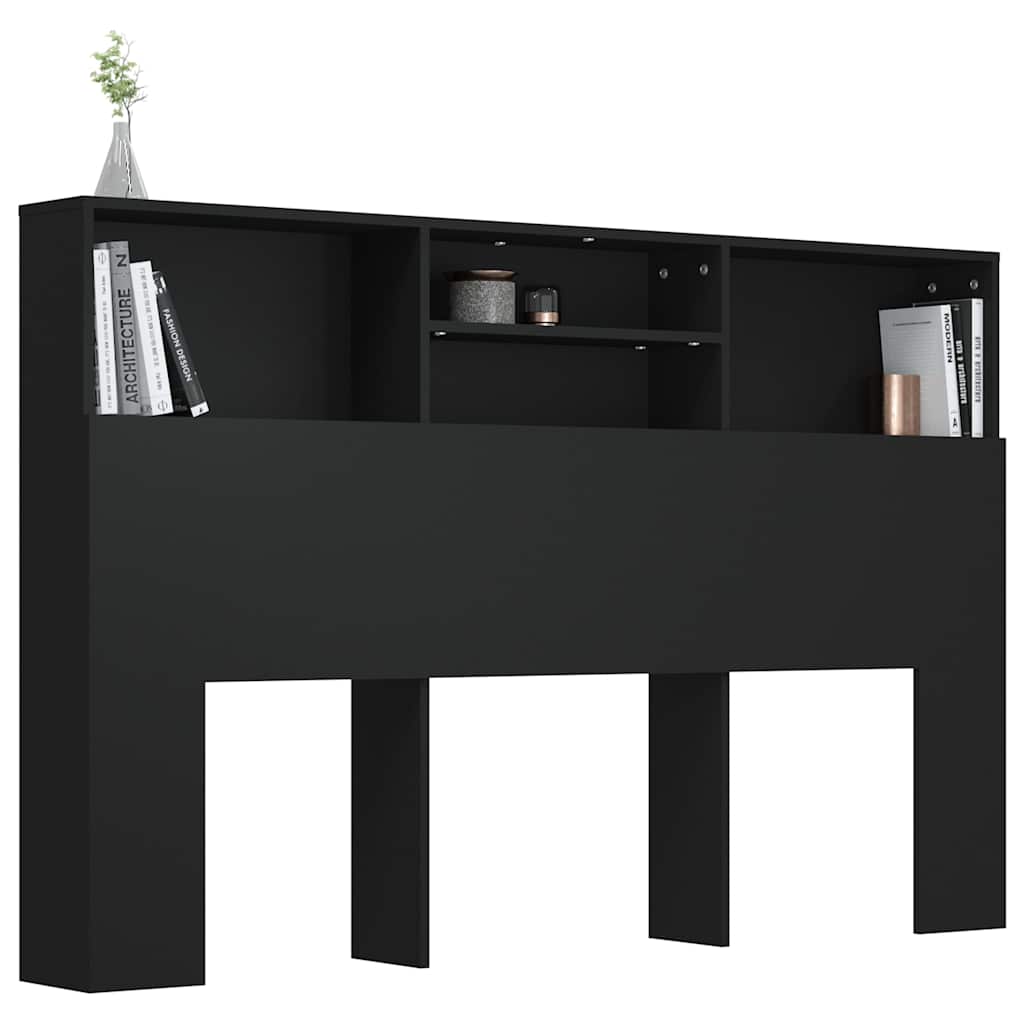 sengegavl med opbevaring 160x19x103,5 cm sort
