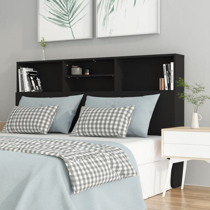 sengegavl med opbevaring 160x19x103,5 cm sort