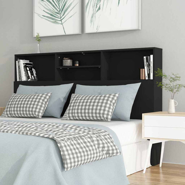 sengegavl med opbevaring 160x19x103,5 cm sort