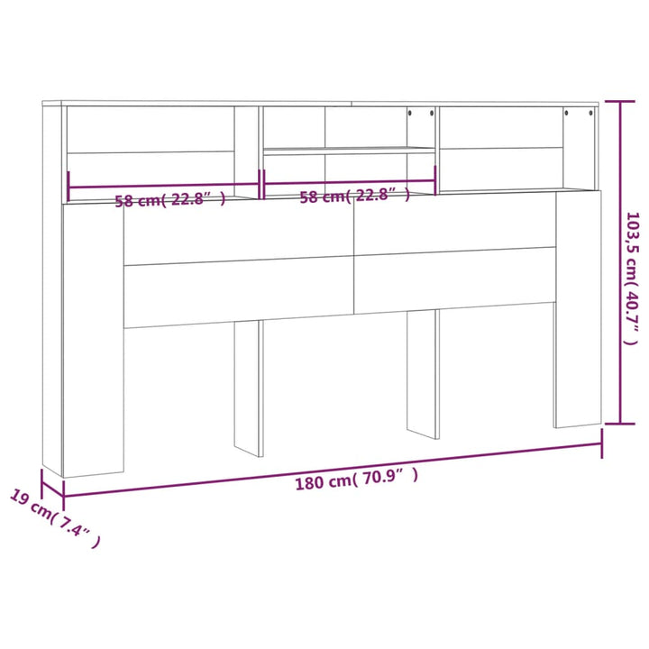 sengegavl med opbevaring 180x19x103,5 cm sort