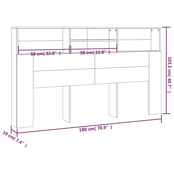 sengegavl med opbevaring 180x19x103,5 cm sonoma-eg