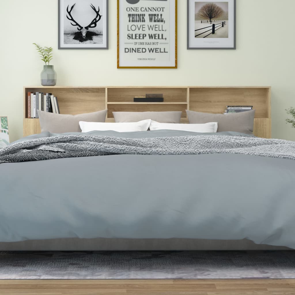 sengegavl med opbevaring 220x19x103,5 cm sonoma-eg