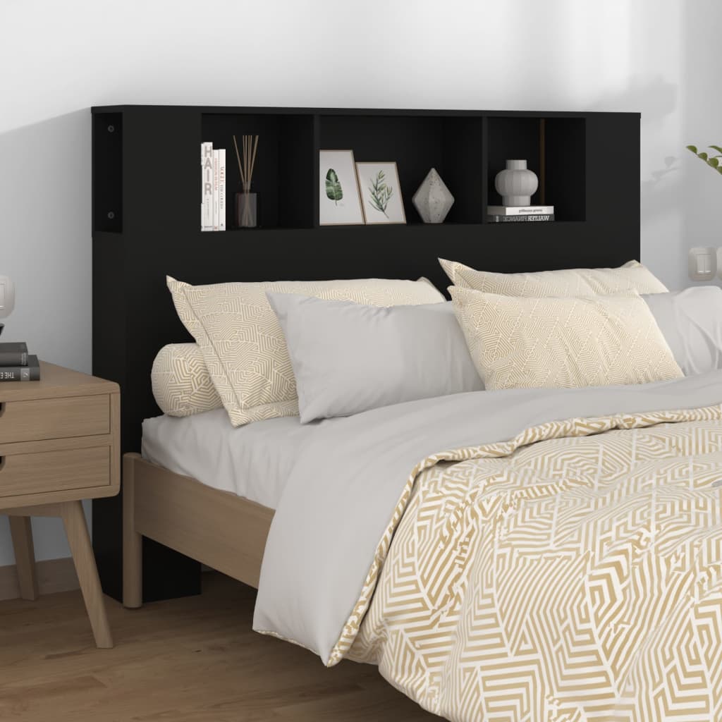 sengegavl med opbevaring 140x18,5x104,5 cm sort