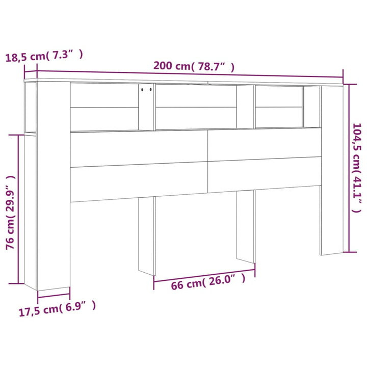 sengegavl med opbevaring 200x18,5x104,5 cm sort