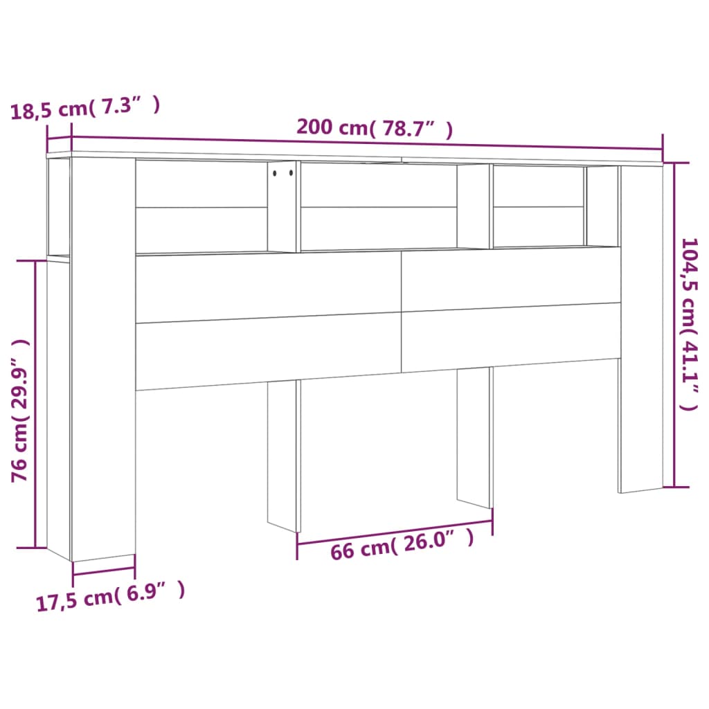 sengegavl med opbevaring 200x18,5x104,5 cm sonoma-eg