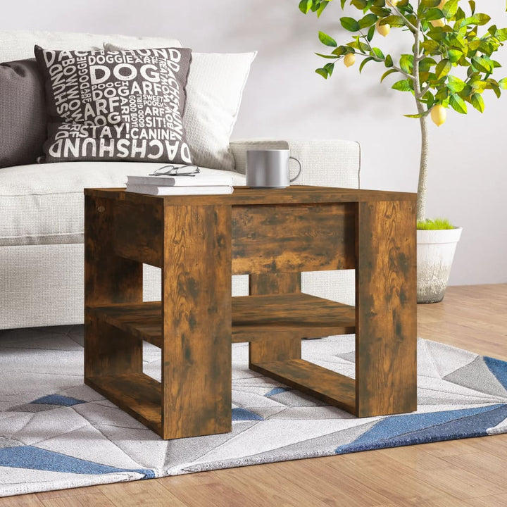 sofabord 55,5x55x45 cm konstrueret træ røget egetræsfarve