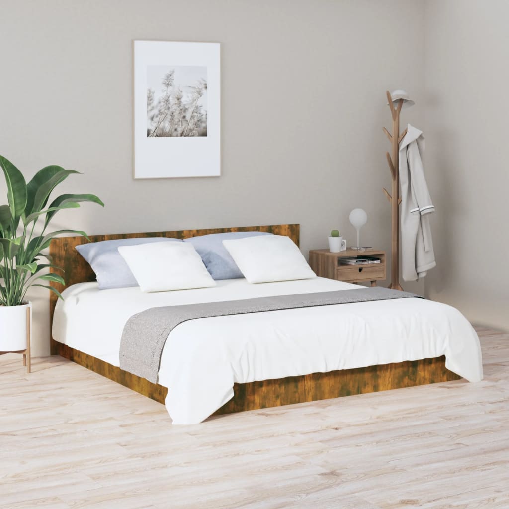 sengegærde 200x1,5x80 cm konstrueret træ røget egetræsfarve