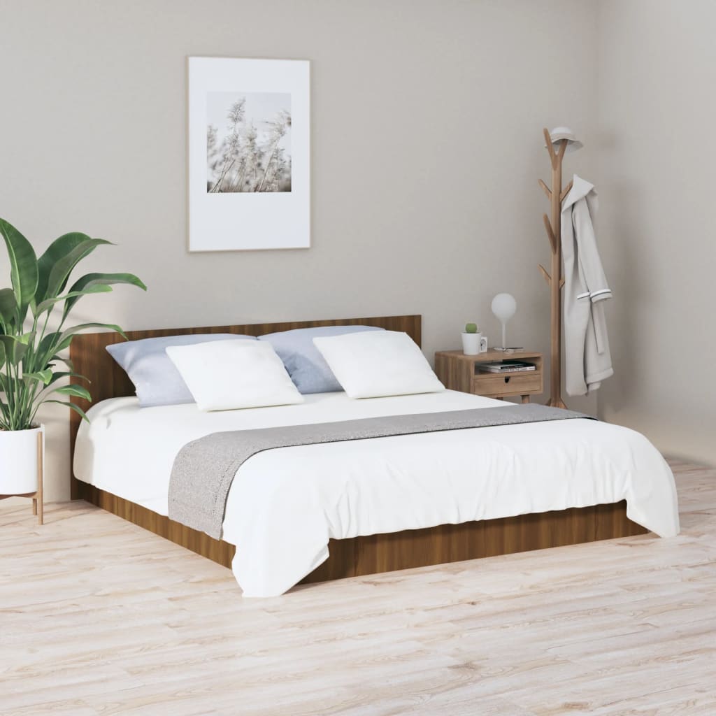 sengegærde 200x1,5x80 cm konstrueret træ brun egetræsfarve