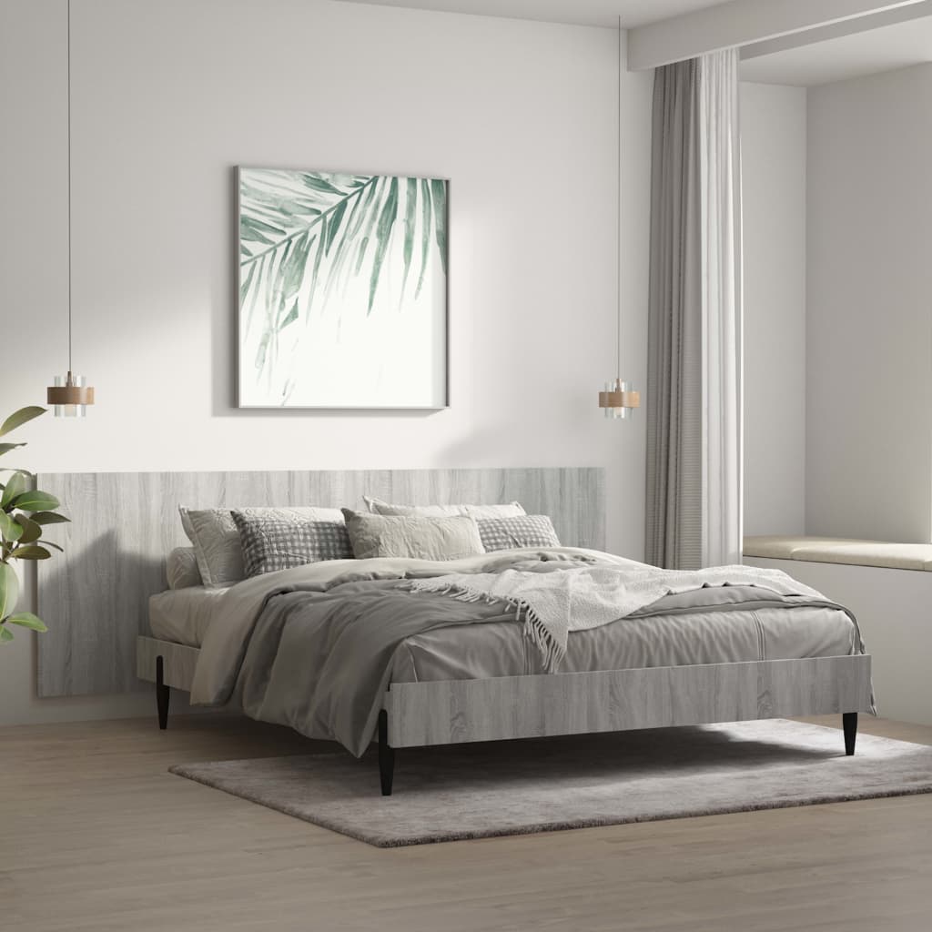 sengegærde 240x1,5x80 cm konstrueret træ grå sonoma-eg