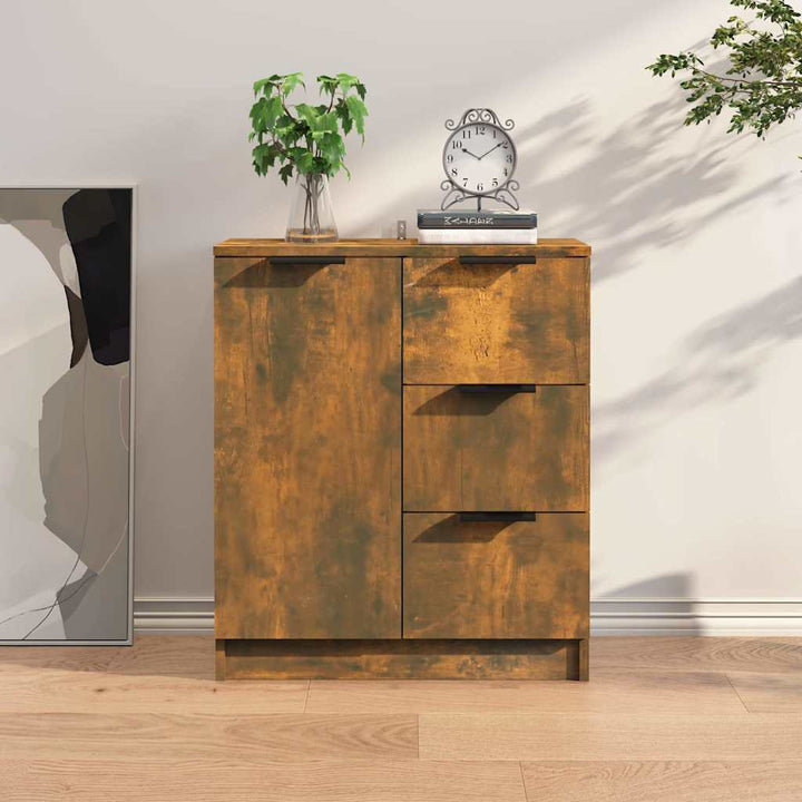 skænk 60x30x70 cm konstrueret træ røget egetræsfarve