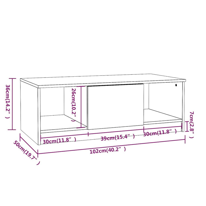 sofabord 102x50x36 cm konstrueret træ grå sonoma-eg