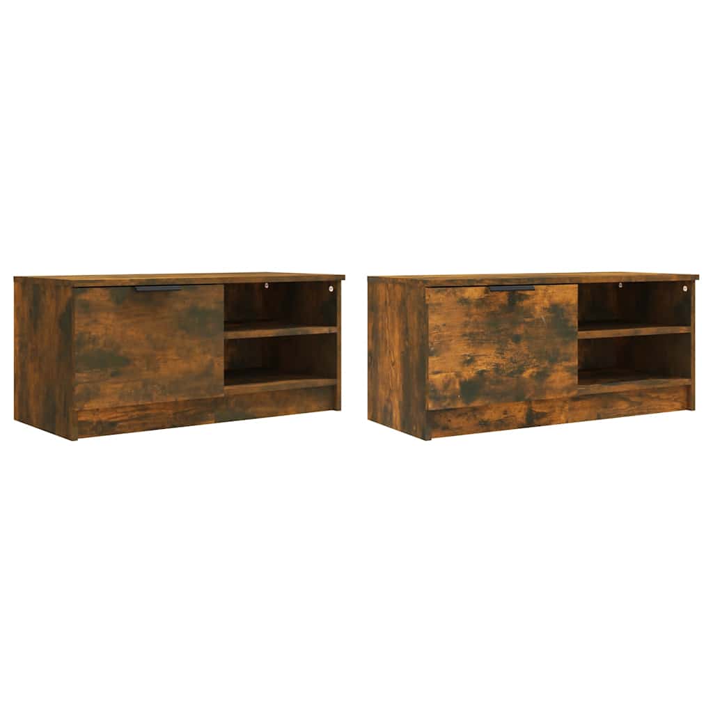 tv-borde 2 stk. 80x35x36,5 cm konstrueret træ røget egetræ