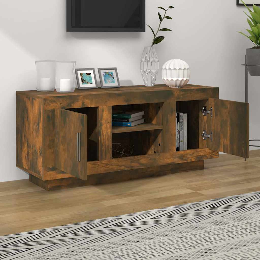tv-bord 102x35x45 cm konstrueret træ røget egetræsfarve