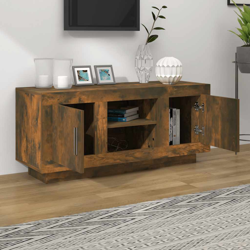 tv-bord 102x35x45 cm konstrueret træ røget egetræsfarve