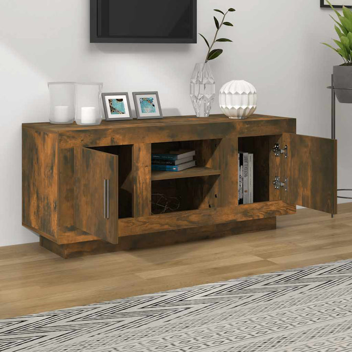 tv-bord 102x35x45 cm konstrueret træ røget egetræsfarve
