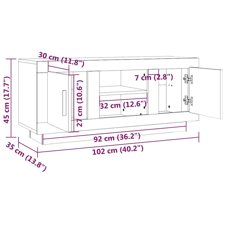 tv-bord 102x35x45 cm konstrueret træ røget egetræsfarve