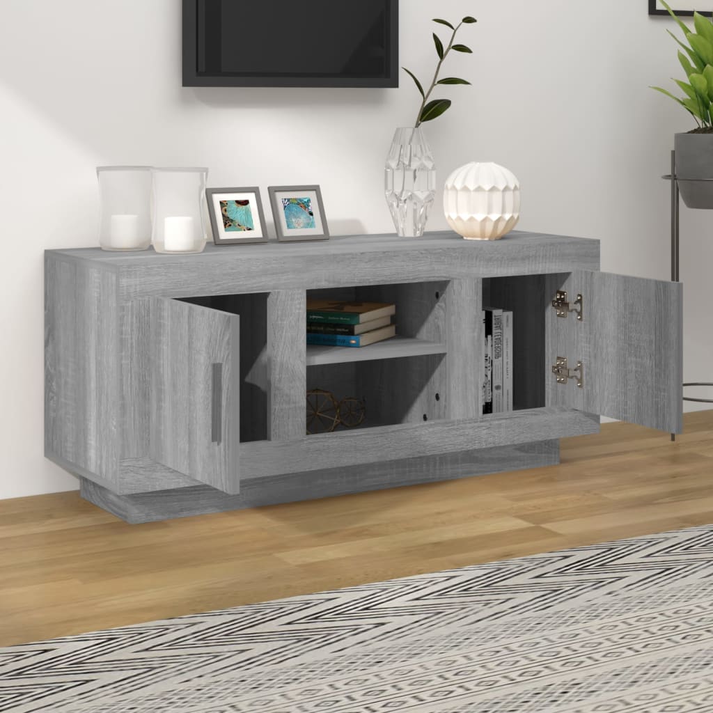 tv-bord 102x35x45 cm konstrueret træ grå sonoma-eg