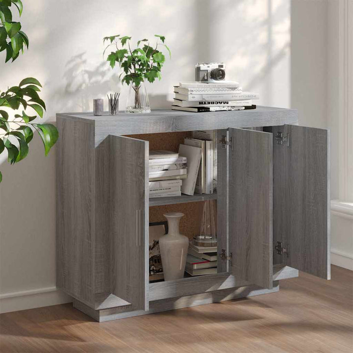 skænk 92x35x75 cm konstrueret træ grå sonoma-eg