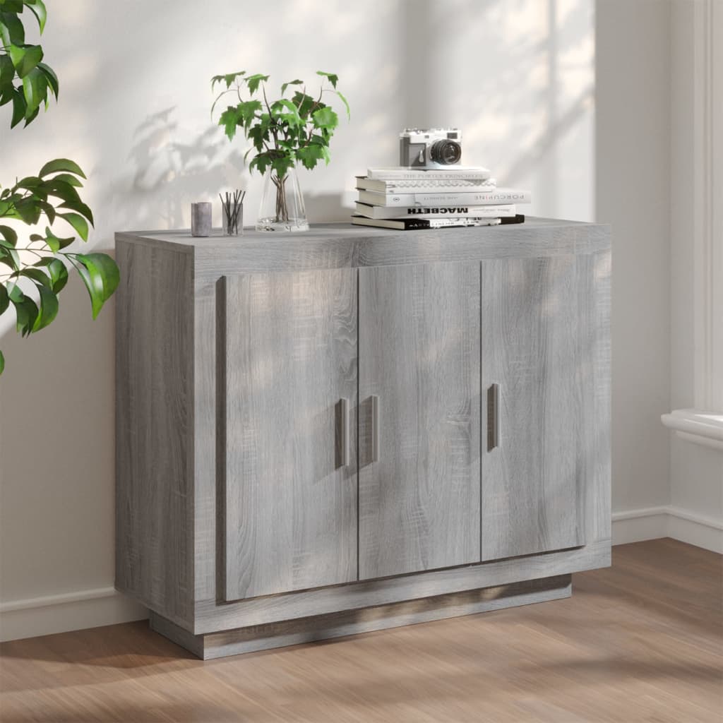 skænk 92x35x75 cm konstrueret træ grå sonoma-eg