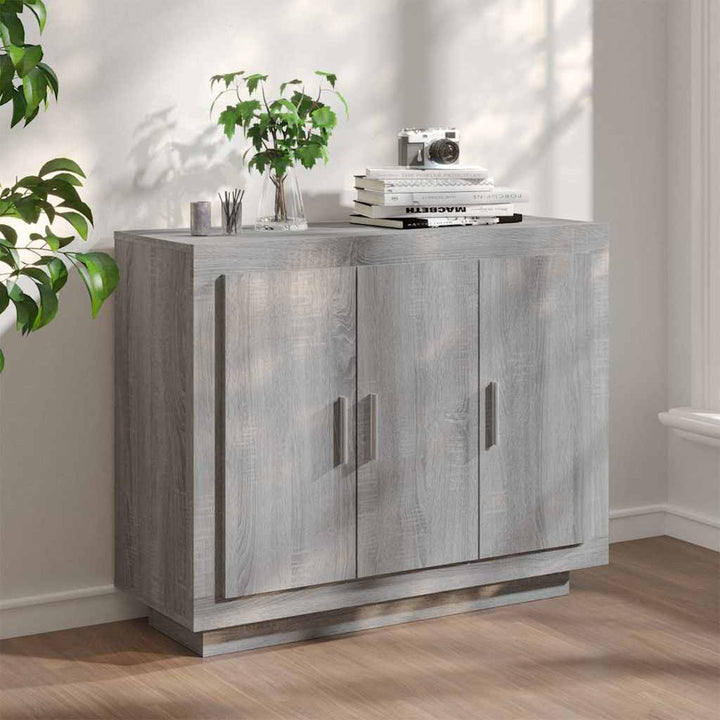 skænk 92x35x75 cm konstrueret træ grå sonoma-eg