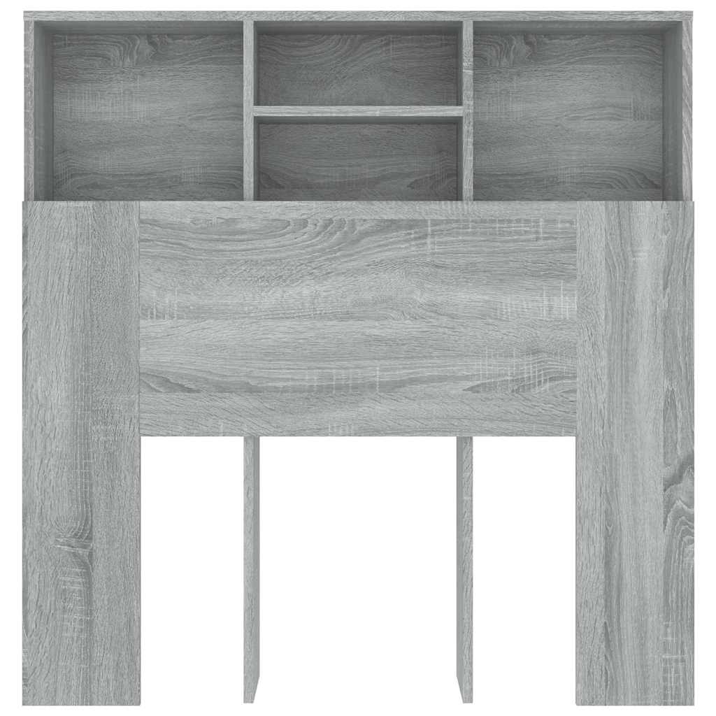 sengegavl med opbevaring 100x19x103,5 cm grå sonoma-eg