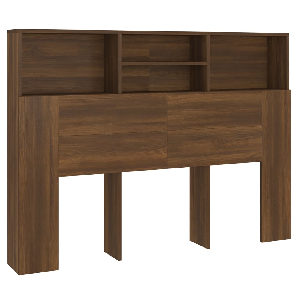 sengegavl med opbevaring 140x19x103,5 cm brun egetræsfarve