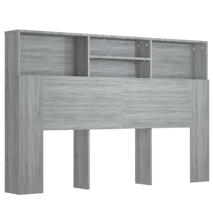 sengegavl med opbevaring 160x19x103,5 cm grå sonoma-eg