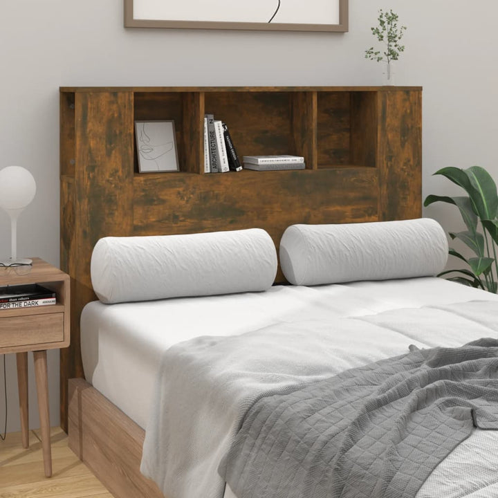 sengegavl med opbevaring 120x18,5x102,5 cm røget egetræsfarve