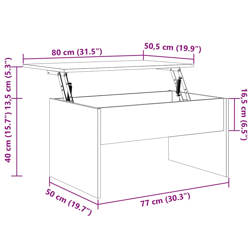 sofabord 80x50,5x41,5 cm konstrueret træ sonoma-eg