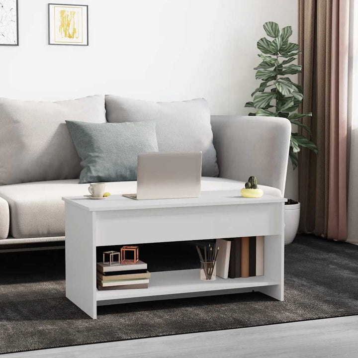 sofabord 102x50x52,5 cm konstrueret træ hvid