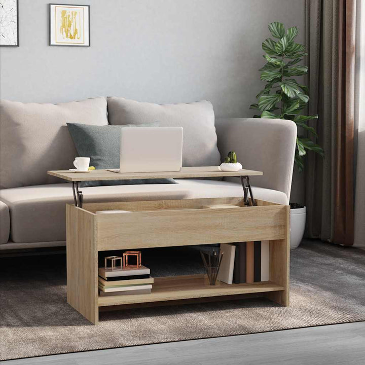 sofabord 102x50x52,5 cm konstrueret træ sonoma-eg