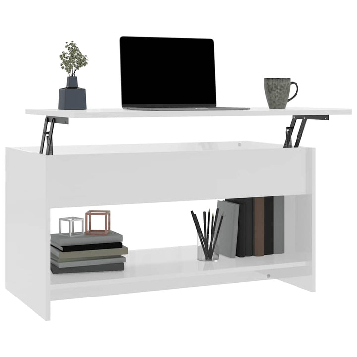 sofabord 102x50x52,5 cm konstrueret træ hvid højglans