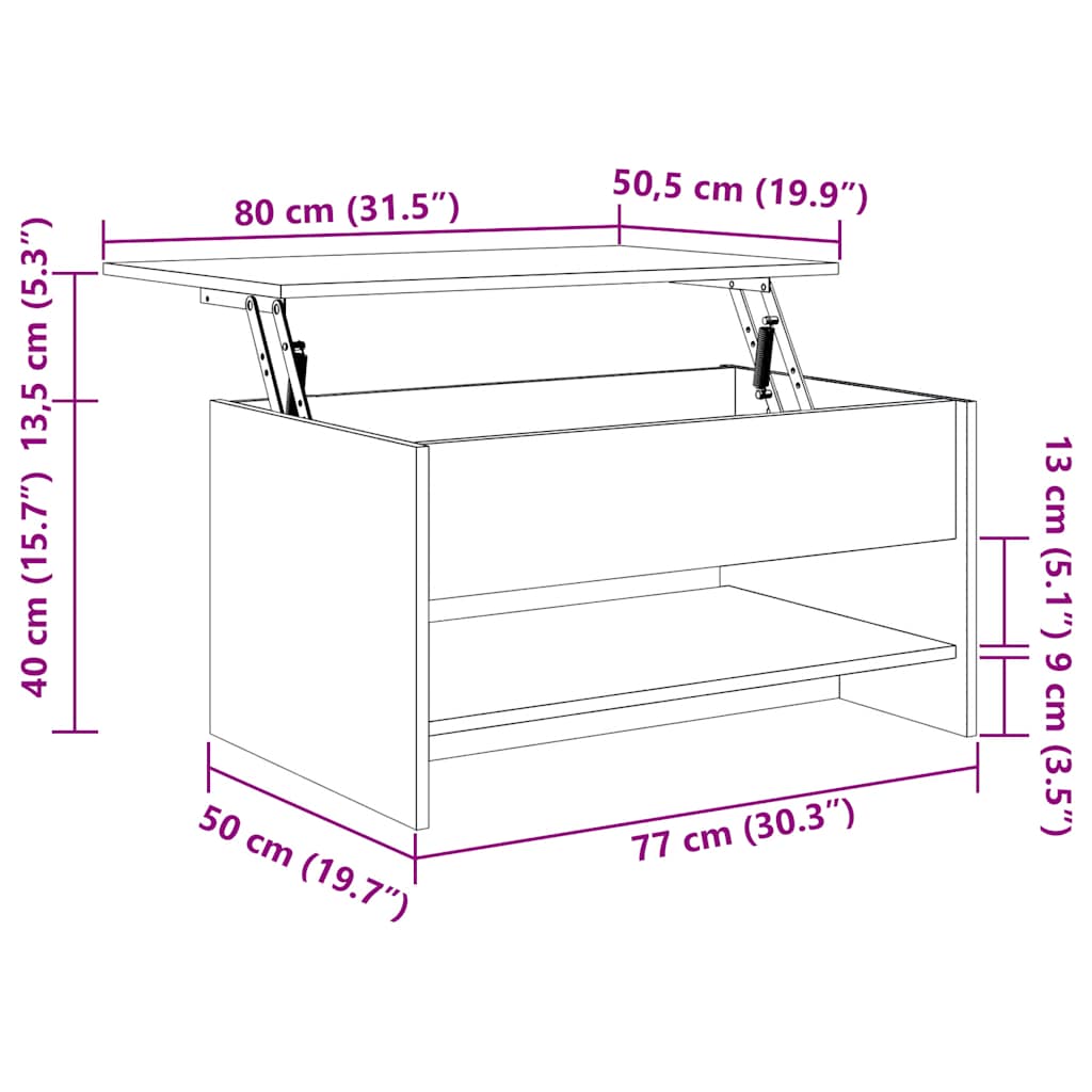sofabord 80x50x40 cm konstrueret træ hvid