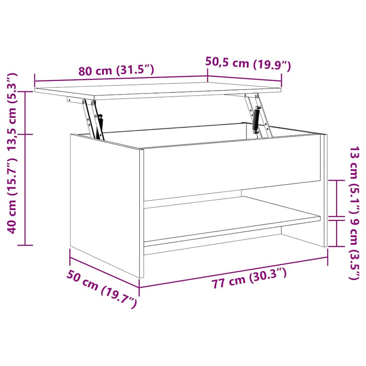 sofabord 80x50x40 cm konstrueret træ sonoma-eg